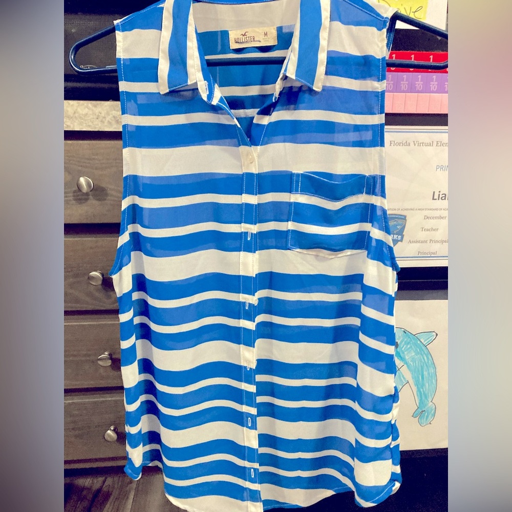 Beautiful, sheer Hollister, button-down tank top size M